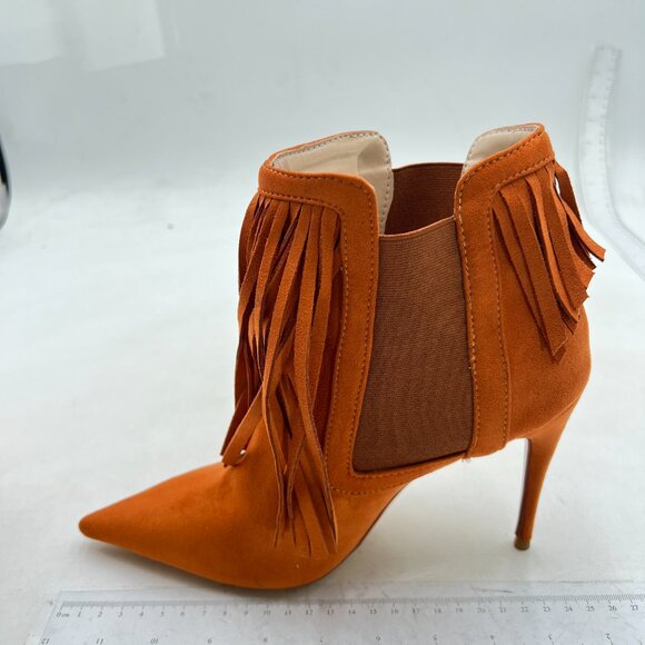YDN Women Stiletto High Heel Tassels Ankle Boots Pointed Toe Elastic ,Suede Boot - Picture 2 of 8